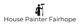 Silhouette of a painter with a roller and bucket, text: "House Painter Fairhope."