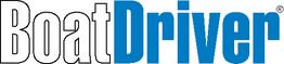 Logo mit dem Text "BoatDriver", wobei "Boat" schwarz und "Driver" blau gefärbt ist.