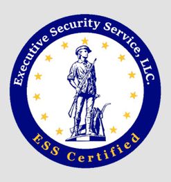 Logo of Executive Security Service, LLC: a soldier surrounded by stars and the words "ESS Certified".