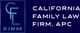Logo for California Family Law Firm, APC, with a blue and white design.