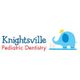 Logo of Knightsville Pediatric Dentistry with a blue elephant wearing a crown next to a toothbrush.