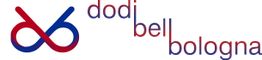 Logo con simbolo rosso e blu e scritta verticale: "dodi bell bologna".