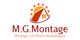 Logo von M.G.Montage mit Sonnensymbol und Haus, Text: "Montage von Photovoltaikanlagen".