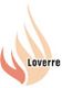 Logo mit stilisierter Flamme und dem Text "Loverre" in Schwarz.