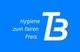 Blauer Hintergrund, weißer Text: "Hygiene zum fairen Preis", großes "TB"-Logo.