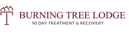 Logo of Burning Tree Lodge: "90 Day Treatment & Recovery" with abstract tree design.