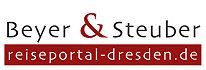 Logo von Beyer & Steuber, reiseportal-dresden.de, in Rot und Schwarz.