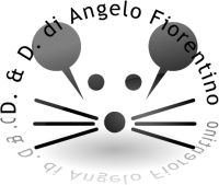Logo stilizzato di un topo con baffi neri e pallini grigi, testo circolare: Angelo Fiorentino.
