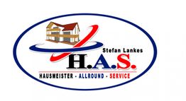 Logo des H.A.S. Hausmeister-Allround-Services mit einem Haus in einem blauen Oval.