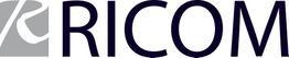 Logo mit stilisiertem "R" in Grau links und dem Schriftzug "RICOM" in Großbuchstaben rechts.