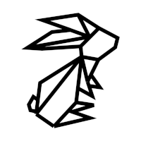 Ein stilisierter Hase aus geometrischen Linien in einem Kreis.