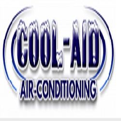 Logo for Cool-Aid Air-Conditioning with icy text and blue highlights.