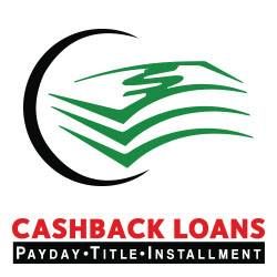 Logo for Cashback Loans with cash icon, offering payday, title, and installment loans.