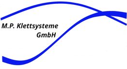 Logo mit blauen Wellen und dem Text "M.P. Klettsysteme GmbH".