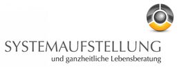 Logo mit Text "Systemaufstellung und ganzheitliche Lebensberatung" und einem dreifarbigen Kreis.