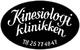 Sort ovalt logo med teksten "Kinesiologi klinikken" og telefonnummeret "Tel 25 77 48 47".