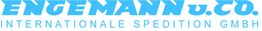 Blaues Logo von Engemann u. Co. Internationale Spedition GmbH auf weißem Hintergrund.
