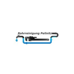 Logo "Rohrreinigung Pellnitz" mit Rohr, tropfendem Wasser und einem Schraubenschlüssel.