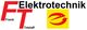 Logo mit rotem FT, Text "Elektrotechnik", gelbem Quadrat und rotem Elektrosymbol.