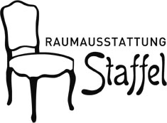 Zeichnung eines Stuhls mit der Aufschrift "Raumausstattung Staffel".