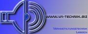 Logo mit Lautsprecher-Design, Text: "www.vt-technik.biz", "Veranstaltungstechnik Leipzig".