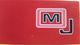 Rotes Rechteck mit den Buchstaben "MJ" in einem doppelten Rahmen auf der rechten Seite.