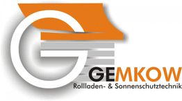 Logo der Firma Gemkow für Rollladen- und Sonnenschutztechnik in Orange und Grau.
