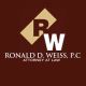 Logo of Ronald D. Weiss, P.C., Attorney at Law, with initials "RW" on a brown background.