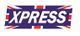 Logo con la scritta "XPRESS" su sfondo stilizzato con elementi della bandiera britannica.