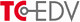Logo mit den Buchstaben "TC-EDV", wobei "TC" rot und "EDV" grau ist.