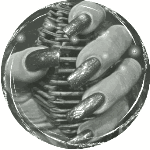 Lange, glitzernde Fingernägel umklammern einen Korb.