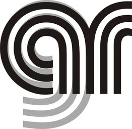 Logotipo estilizado en blanco y negro con las letras "a" y "m" formadas por líneas curvas.