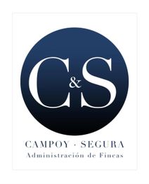 Logo de Campoy Segura: círculo azul con letras C&S, texto "Administración de Fincas".