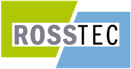 Logo mit Text "ROSSTEC" auf grünem und blauem Hintergrund.