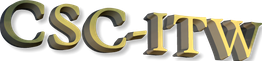 3D-Schriftzug "CSC-ITW" in goldfarbenem Stil auf schwarzem Hintergrund.