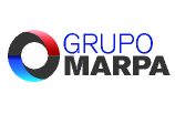 Logo de Grupo Marpa con círculo tricolor a la izquierda. Texto azul y negro.