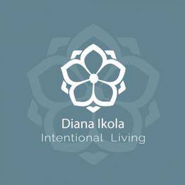 Floral logo with text: "Diana Ikola Intentional Living" on a gray background.