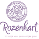 Logo van Rozenhart, met sierlijke paarse bloemen en tekst: "Praktijk voor persoonlijke groei".