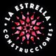 Logo de "La Estrella Construcciones" con diseño geométrico de estrella en tonos rojos y rosas.