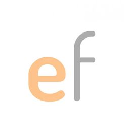 Buchstaben "ef" in Orange und Grau auf weißem Hintergrund.