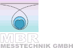 Logo mit blauem Kreis und Linien darüber. Text: "MBR Messtechnik GmbH".
