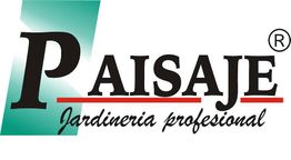 Logotipo de "Paisaje, Jardinería profesional" con una letra "P" grande y fondo verde y blanco.