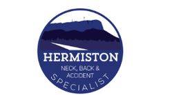 Logo with text: "Hermiston Neck, Back & Accident Specialist" in blue circular design.