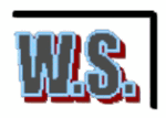 Textlogo "W.S." in großen, grau-blau umrandeten Buchstaben mit schwarzer Ecke oben rechts.