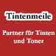 Roter Hintergrund mit weißem Text: "Tintenmeile - Partner für Tinten und Toner".