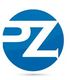 Logotipo con letras "PZ" en blanco dentro de un círculo azul.