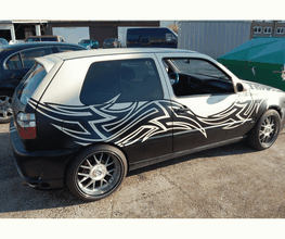 Golf 3, Folie statt Lack, vorher violett, nachher schwarz matt/beige
