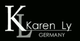 Schwarzes Logo mit den Buchstaben "KL", Text: "Karen Ly Germany" in Weiß.