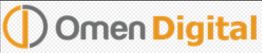 Logo of Omen Digital with a circular design and orange-gray text.