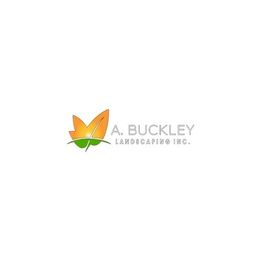 Logo of A. Buckley Landscaping Inc. with an orange and green leaf design.